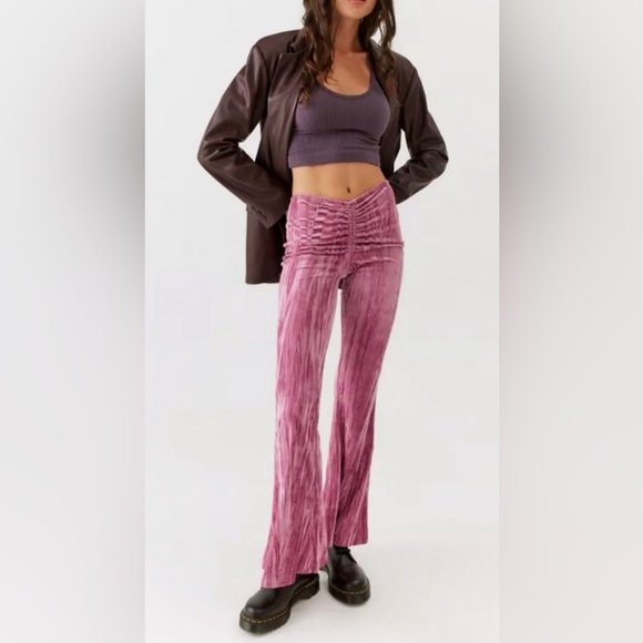 Urban outfitters velvet flared pants Sz S - Picture 1 of 11